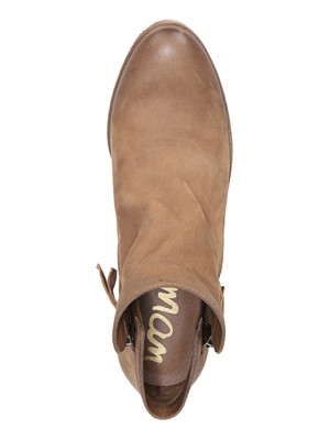 

SAM EDELMAN Женские коричневые кожаные ботильоны Packer с круглым носком на блочном каблуке, размер 6,5 м, Коричневый, F3071L1
