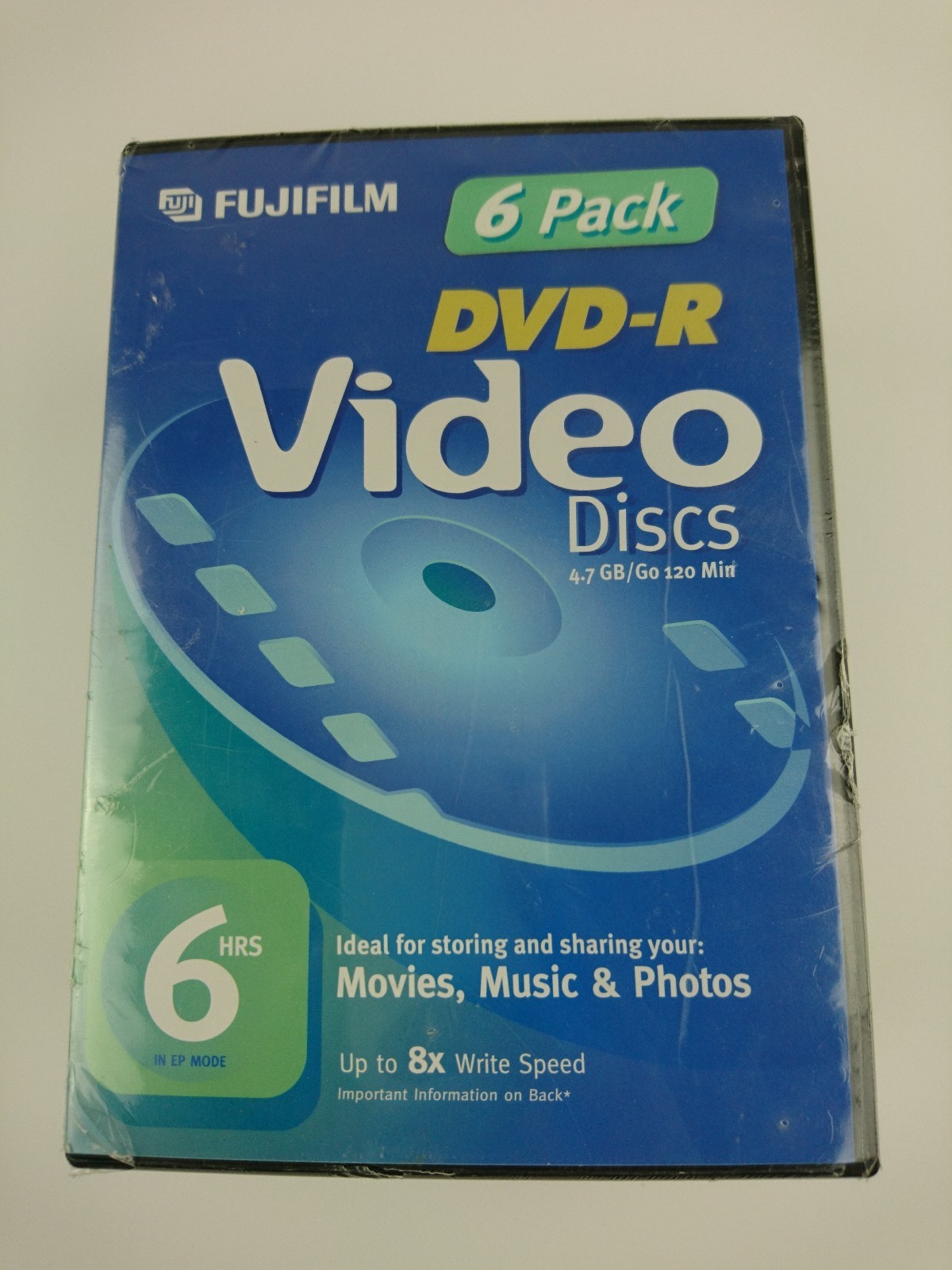 6 Pack Fujifilm DVD Recordable Media DVD-R 8x 4.70GB Video Box - Up to 8X Write