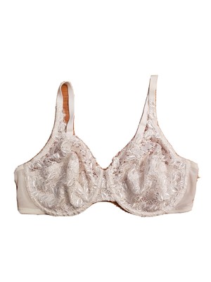 40D Playtex Secrets 4302 White Embroidered Lace Rosebud U/W Bra Rear Hooks 40D