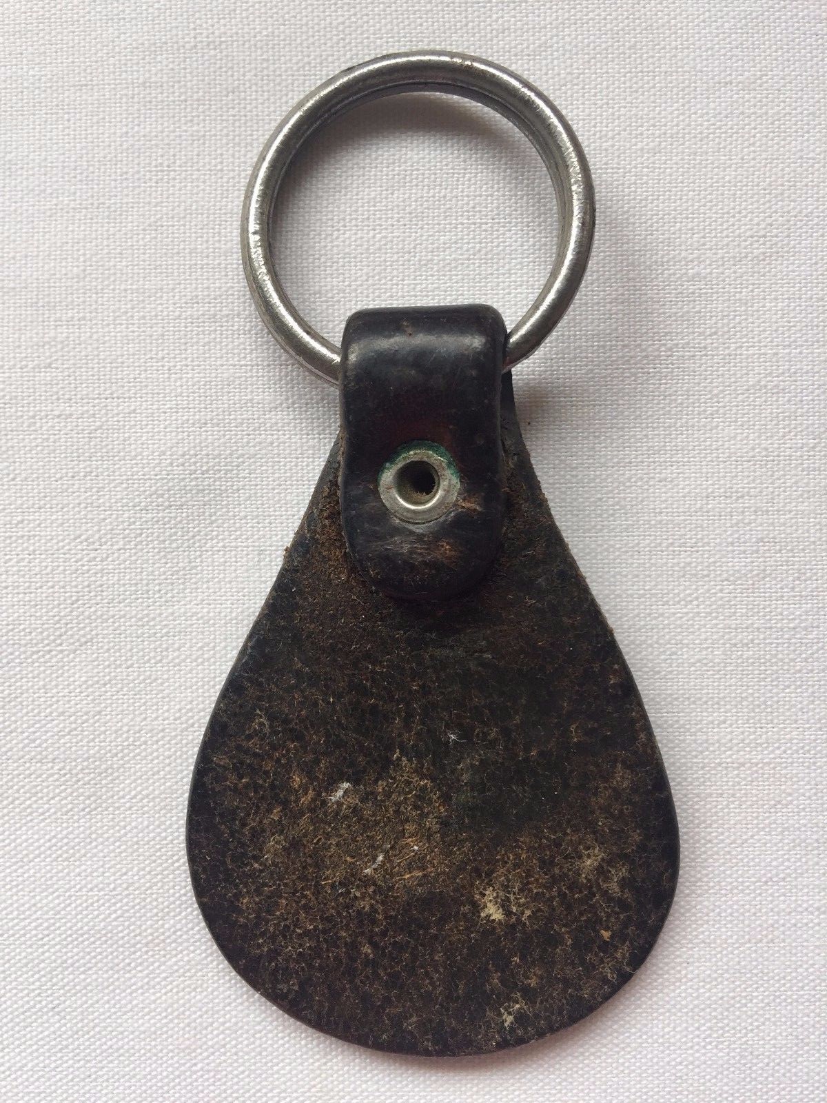 Vintage Leather Hand Tooled Key Chain Metal Ring Etched with a Rose and 