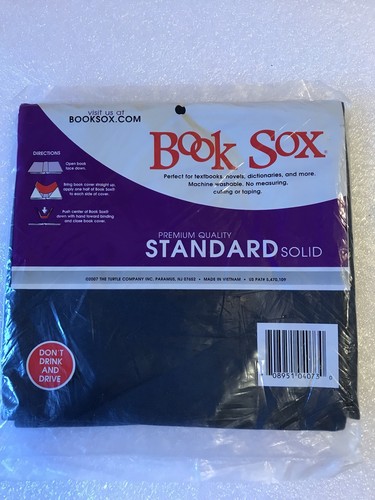 Stretch Fabric Book Sox Cover Standard Size Navy Blue Solid Color