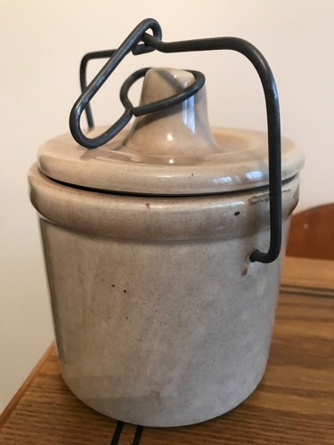 Vintage WIN SCHULER'S Distinctive Dining SINCE 1926 Pottery Cheese Crock 4