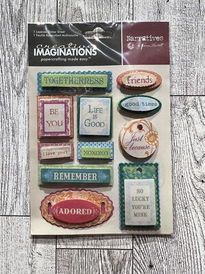 Creative Imaginations Narratives BLOOM Glitter 3-D STICKERS 11 pcs
