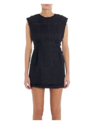 Женское вечернее мини-платье-сорочка LANVIN черного цвета с подкладкой сзади и без рукавов 42