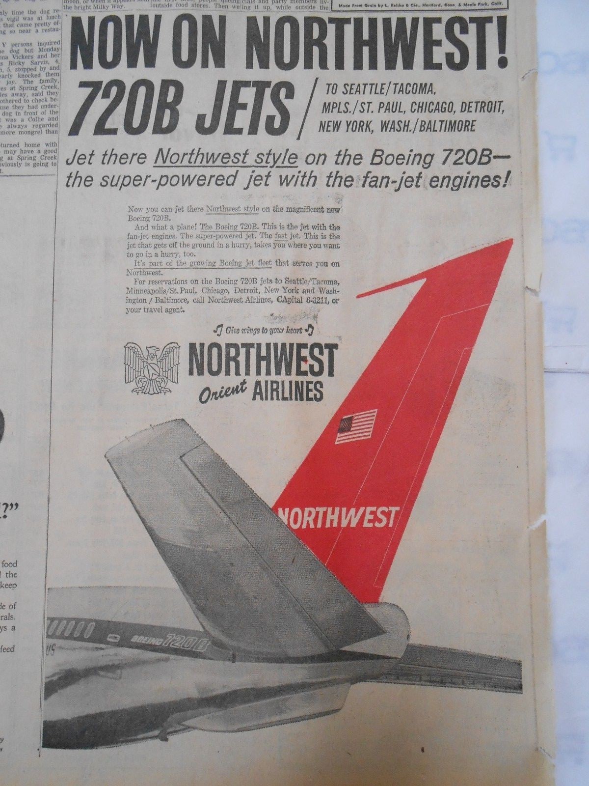 THE OREGON JOURNAL - NORTHWEST ORIENT AIRLINES 