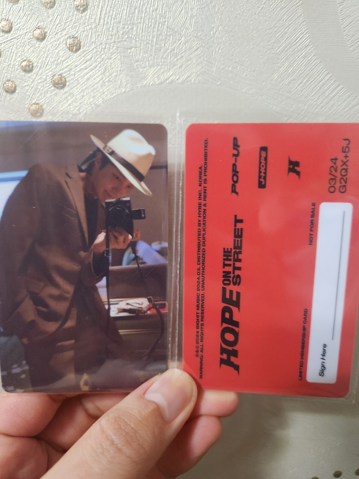 BTS J-HOPE MD ID PHOTOCARD PRELUDE HOPE ON THE STREET vol.1 BTS J-HOPE MD ID PHOTOCARD PRELUDE HOPE ON THE STREET vol.1