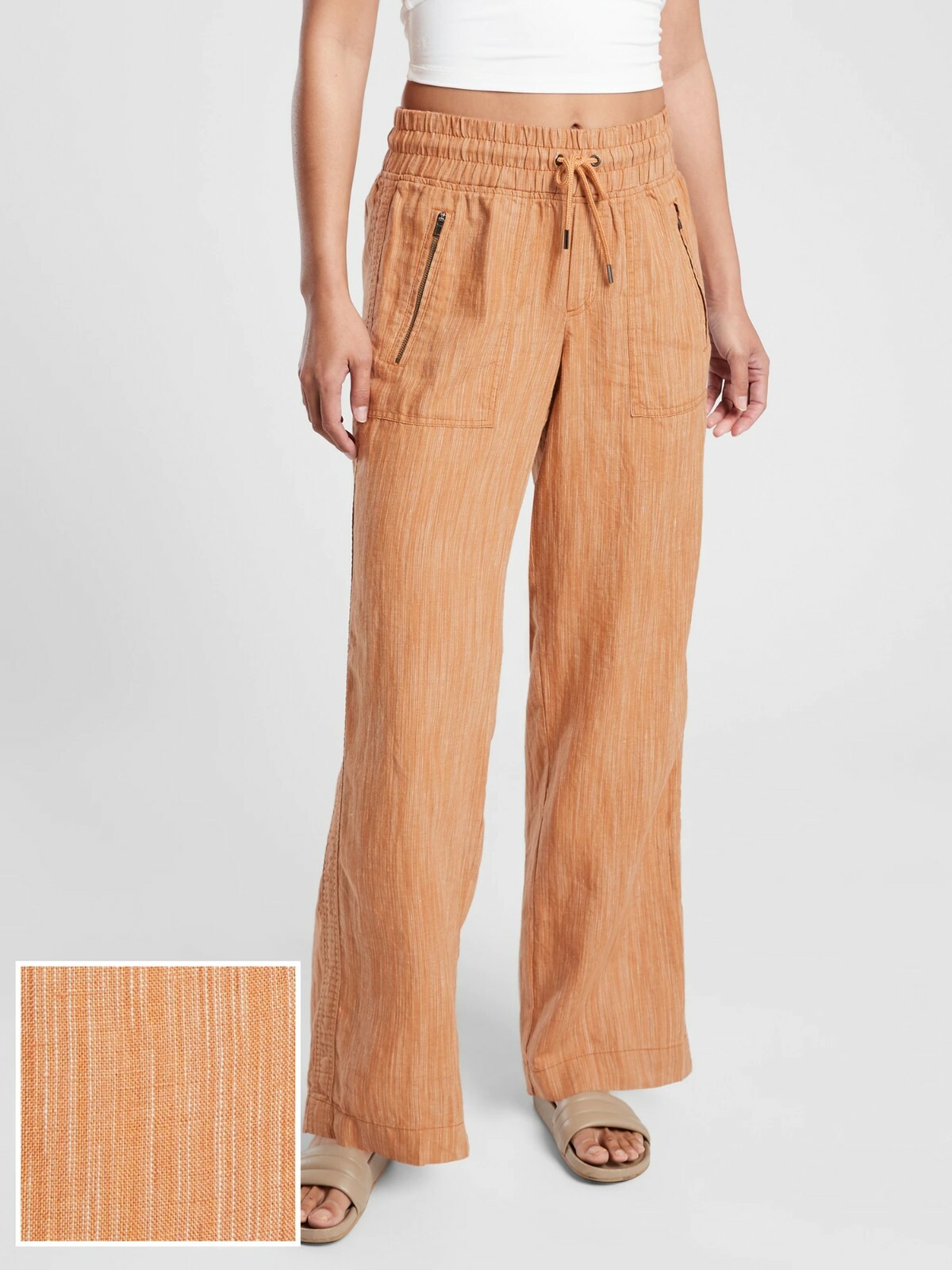 EUC Athleta Cabo Linen Textured Wide Leg Pant,Rain Dance