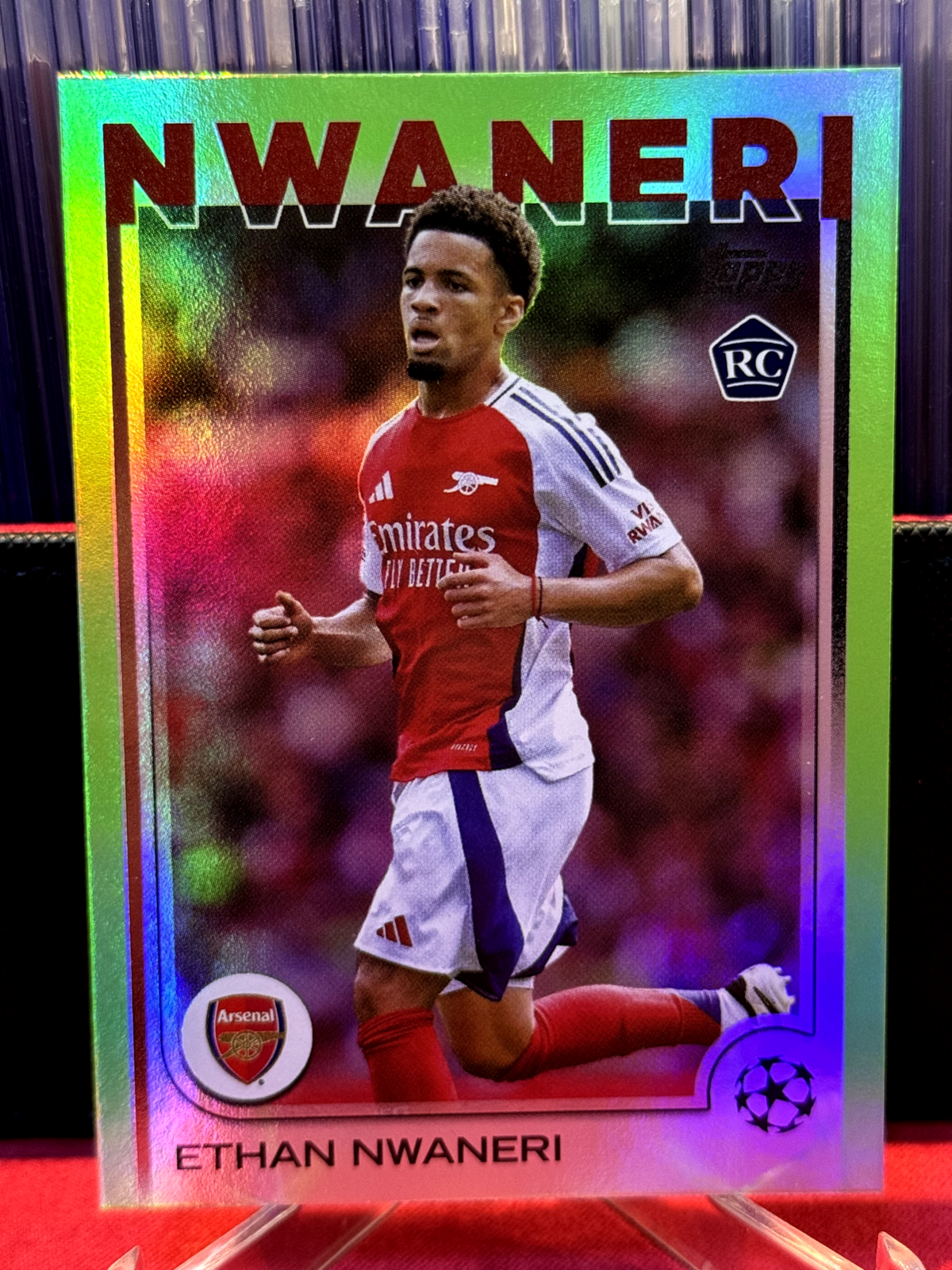2024-25 Topps UEFA Arsenal Ethan Nwaneri RC Neon Green