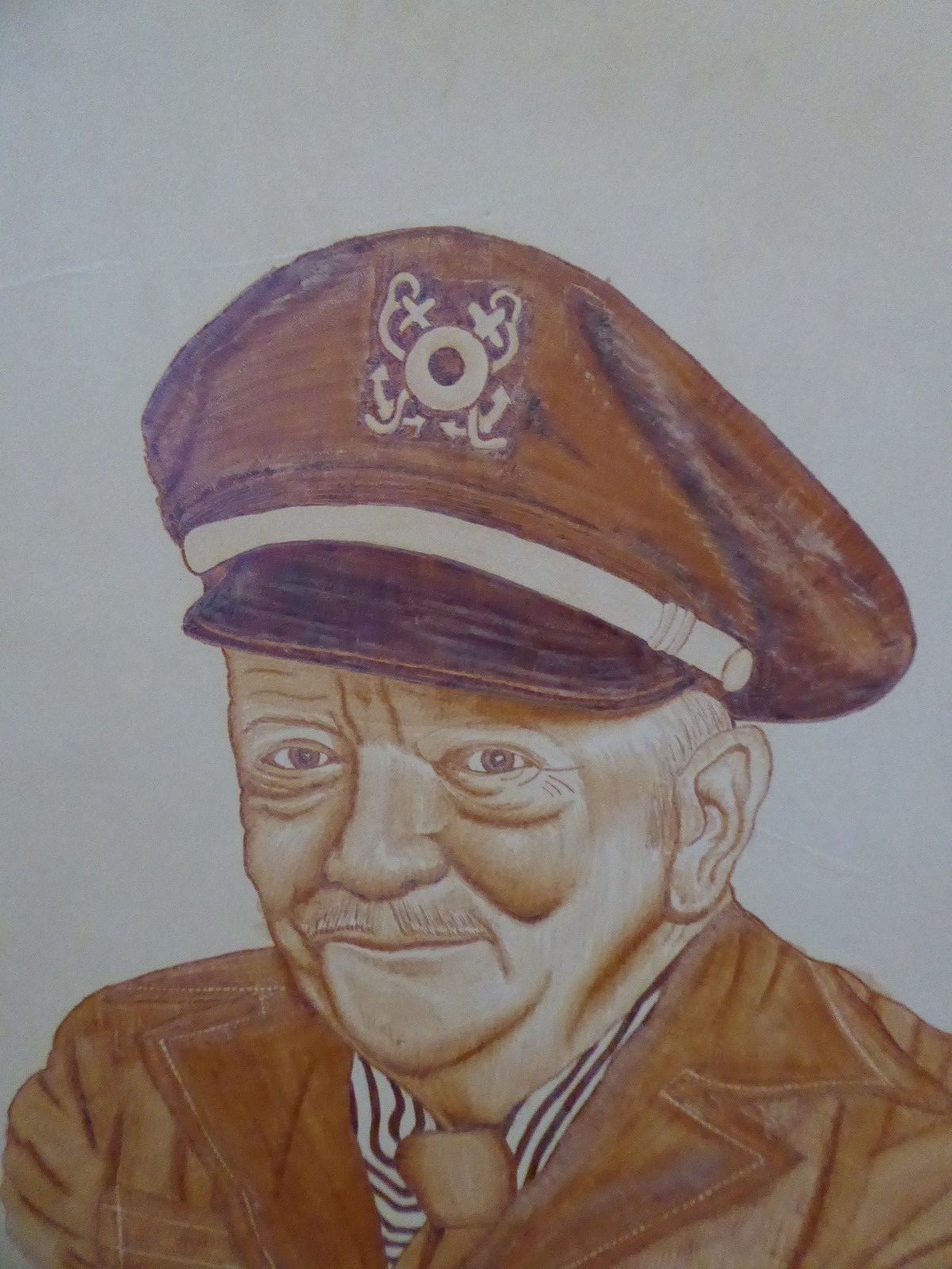 NEW WOOD BURNED LEATHER ART WORK OF IVAR'S ON WOOD BOARD 1981