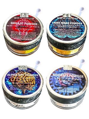BRAINIUM BUNDLE - Noopept 5g / Alpha-GPC 10g / Lion s Mane 10g / Shilajit 10g