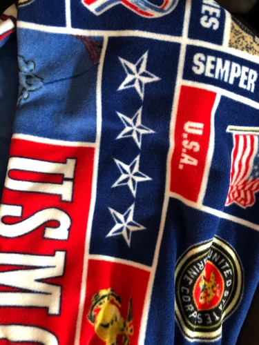 Handmade fleece scarf USMC Marines USA Flag Semper FI 56 x 16 1/2