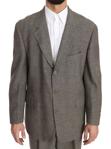 Pre-owned Dolce & Gabbana Dolce&gabbana Men Gray Suit 100% Wool Solid Oversized Three Buttons Blazer Pants