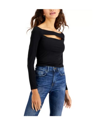 

Женский черный приталенный топ с короткими рукавами и открытыми плечами BAR III  XXL