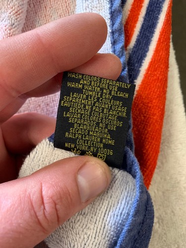 Vintage Ralph Lauren Polo Orange Lobster 100% Cotton Beach Towel