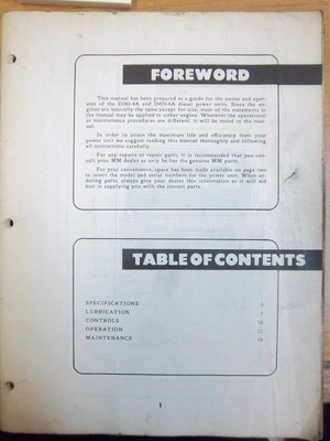 Minneapolis Moline D283-4A~D425-6A DIESEL ENGINE Power Unit Maintenance Manual