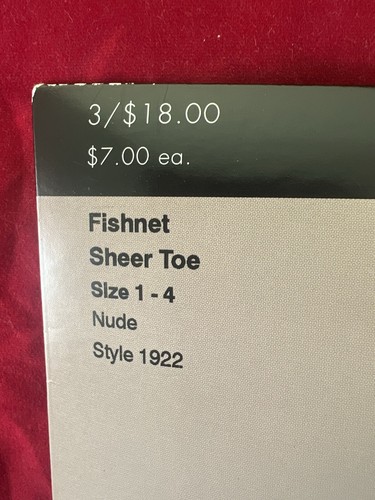 Preston & York Fishnet Sheer Toe Size 1-4 NUDE Pantyhose Style 1922