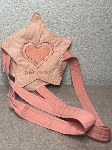 American Girl Bitty Baby Pink Star Starry Front Doll Carrier Hook Loop Straps