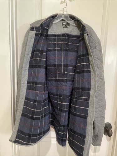 Barbour Gray Flannel Lined Insulated Button Shirt Jacket Shacket Womens XXL