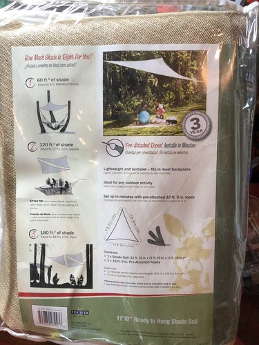 Coolaroo 472436 11.83 ft. Triangle Ready to Hang Shade Sail Southern Sunset