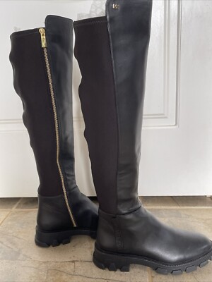 New - Michael Kors Black Leather Ridley Above Knee Boots- Size 7M - MSRP $275