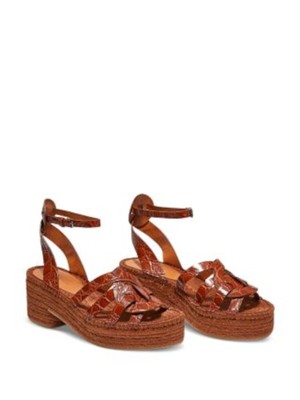 Женские открытые кожаные туфли CLERGERIE коричневого цвета на платформе Croc 1-1/2 Chaya9 38