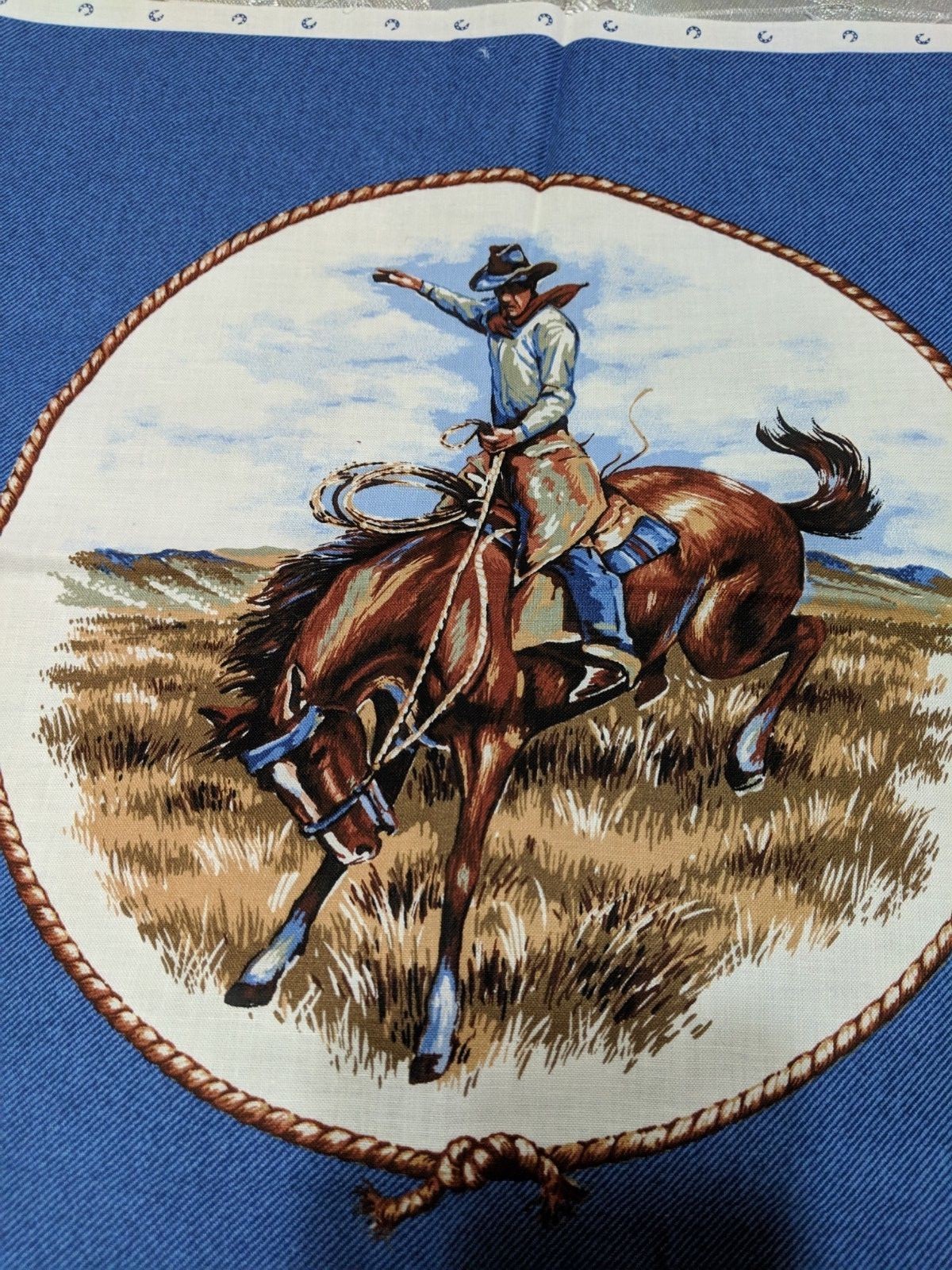 4 Cowboy on the Range cotton pillow squares 16