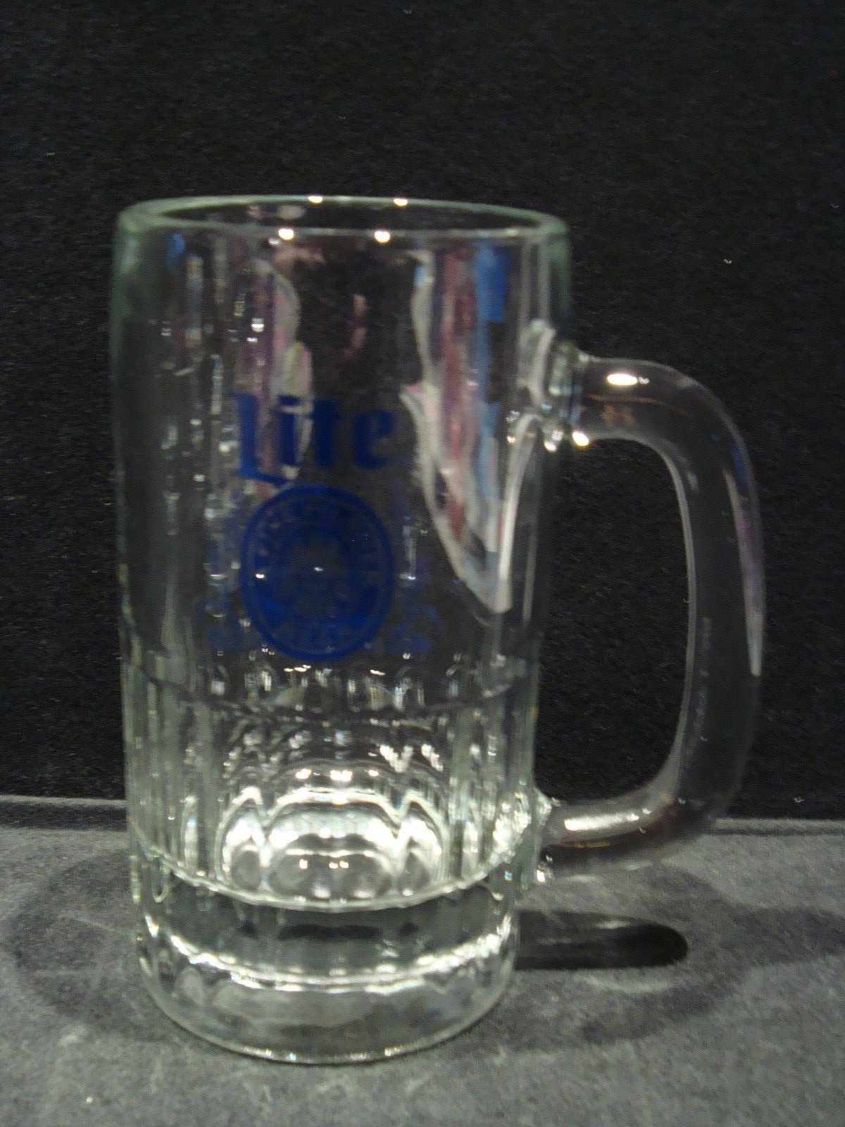 MINT Set of 6 MILLER LITE GLASS BEER MUG HANDLE RIBBED BASE 5-1/2