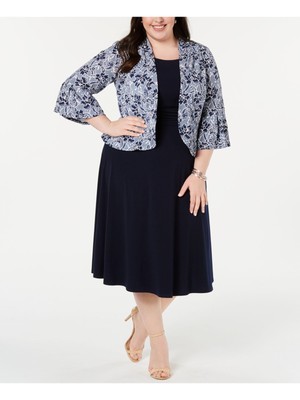 

JESSICA HOWARD Женская темно-синяя деловая куртка с рукавом 3/4 размера плюс, Navy, JH9W7367