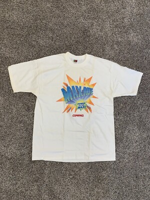 Vintage Compaq Technology T Shirt Adult XL White Maxade Short Sleeve 90s 2000s