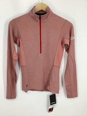 BERGHAUS WOMENS MTN GUIDE LONG SLEEVE HALF ZIP TOP UK 8 / XS RED RRP £85 IB