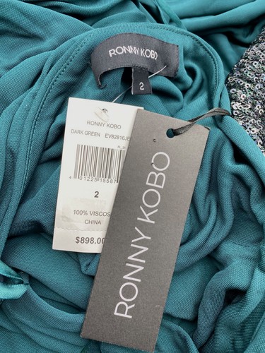 Pre-owned Ronny Kobo $898  Women's Green Dani Cutout One-shoulder Bow Gown Dress Size 2