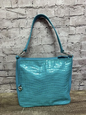 Brighton Women s Handbag Teal Blue Emboss Shoulder Bag 11x12