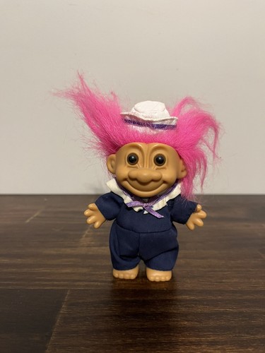 Vintage Russ Troll Doll Sailor Pink & White Hair 1990's Free Shipping