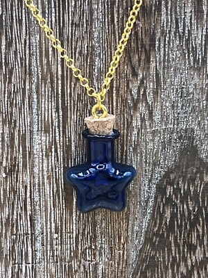 Blue Star Black Salt Spiritual Protection Herb Mix Spell Jar Necklace 