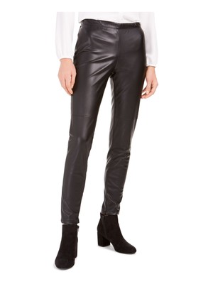 

BAR III Женские черные вечерние узкие брюки из искусственной кожи на молнии со средней посадкой, Черный, 10744060