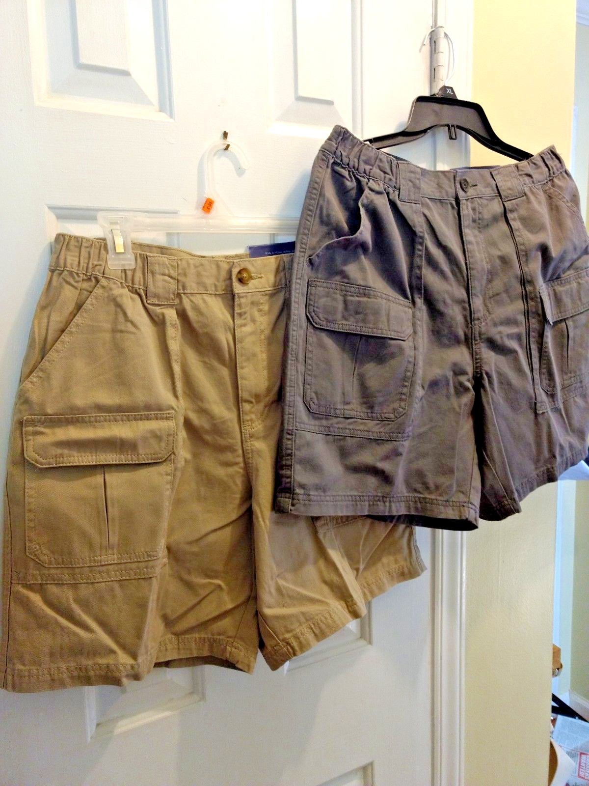 NWT Mens Croft & Barrow Cargo Shorts Sz 32 Tan Grey Navy Set Of 3, Side-Elastic