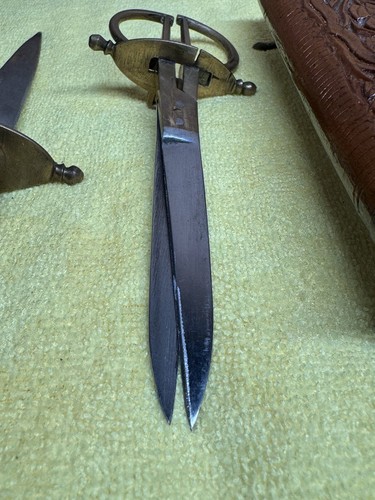 Antique Brass And Carved Wood Sheath Knife & Scissor - Used Has Flaws Read -