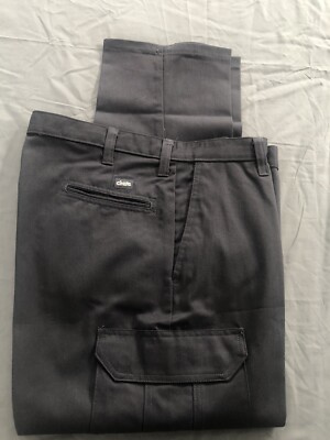 2 Cintas Comfort Flex Charcoal Gray Cargo Work Pants 38x30 #270-33 Relaxed Fit