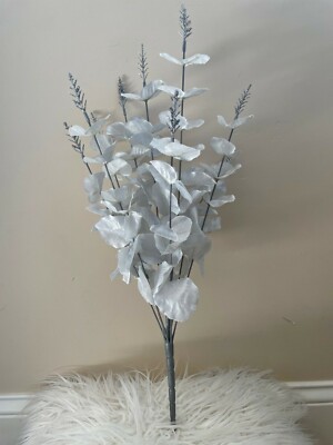 Artificial Shimmering Floral Eucalyptus Bush Christmas decor 