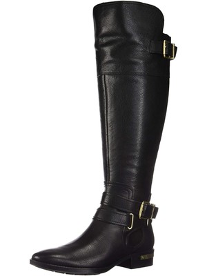 

VINCE CAMUTO Женские сапоги для верховой езды черного цвета с акцентом на широком каблуке из телячьей кожи  M, Черный, VC-PRESTINTA