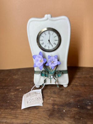 Coyne's Company Tabletop Clock Peggy Jo Ackley Simply Said NIB New Vtg Floral