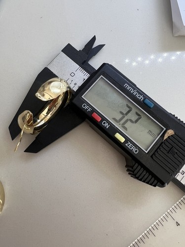 Pre-owned Handmade Gold Hoop Earring 10k Round Solid Bangle Thick Wide Chunky 8.3mm 30mm .85" In Yellow