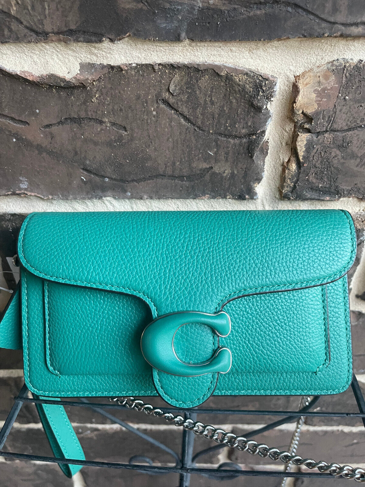 NWT Coach CJ925 Green Pebble Tabby Convertible Silver Chain NWT Coach CJ925 Green Pebble Tabby Convertible Silver Chain