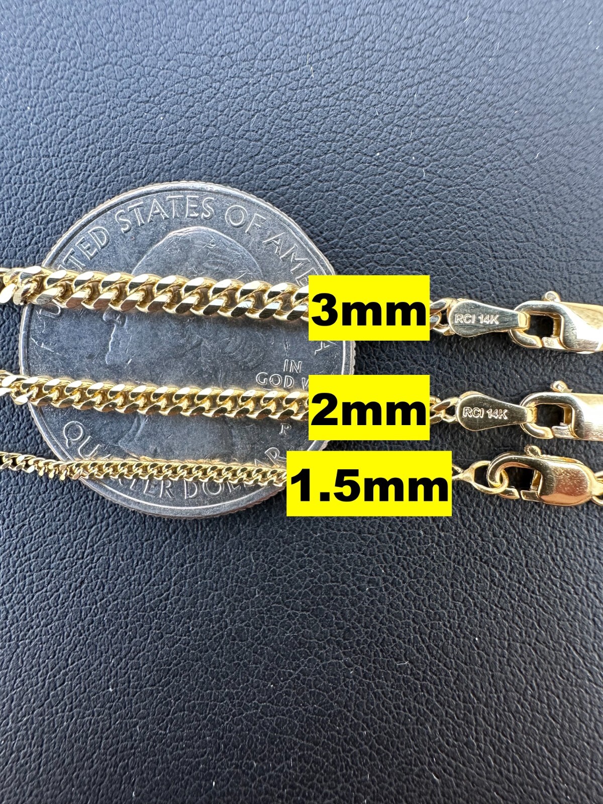 Pre-owned Silver Men's Ladies Solid 14k Yellow Gold Micro 1.5-3mm Miami Cuban Link Chain Necklace