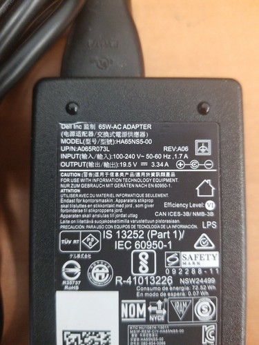 New Genuine Dell 65W Laptop Charger Adapter Power Supply HA65NS5-00