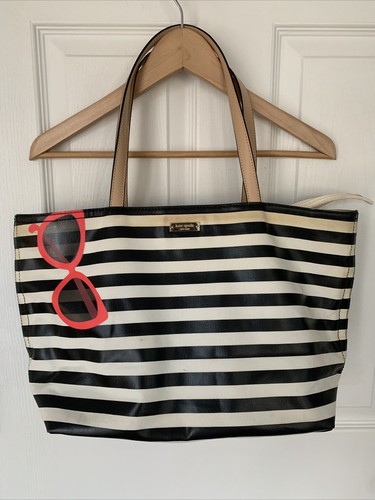 Kate spade beach bag black and white sales