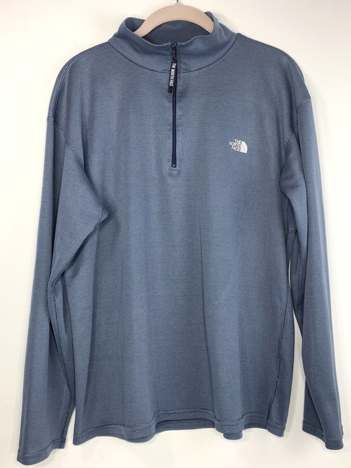 NORTH FACE 1/4 Zip Pullover Men Large Slate Blue Polartec