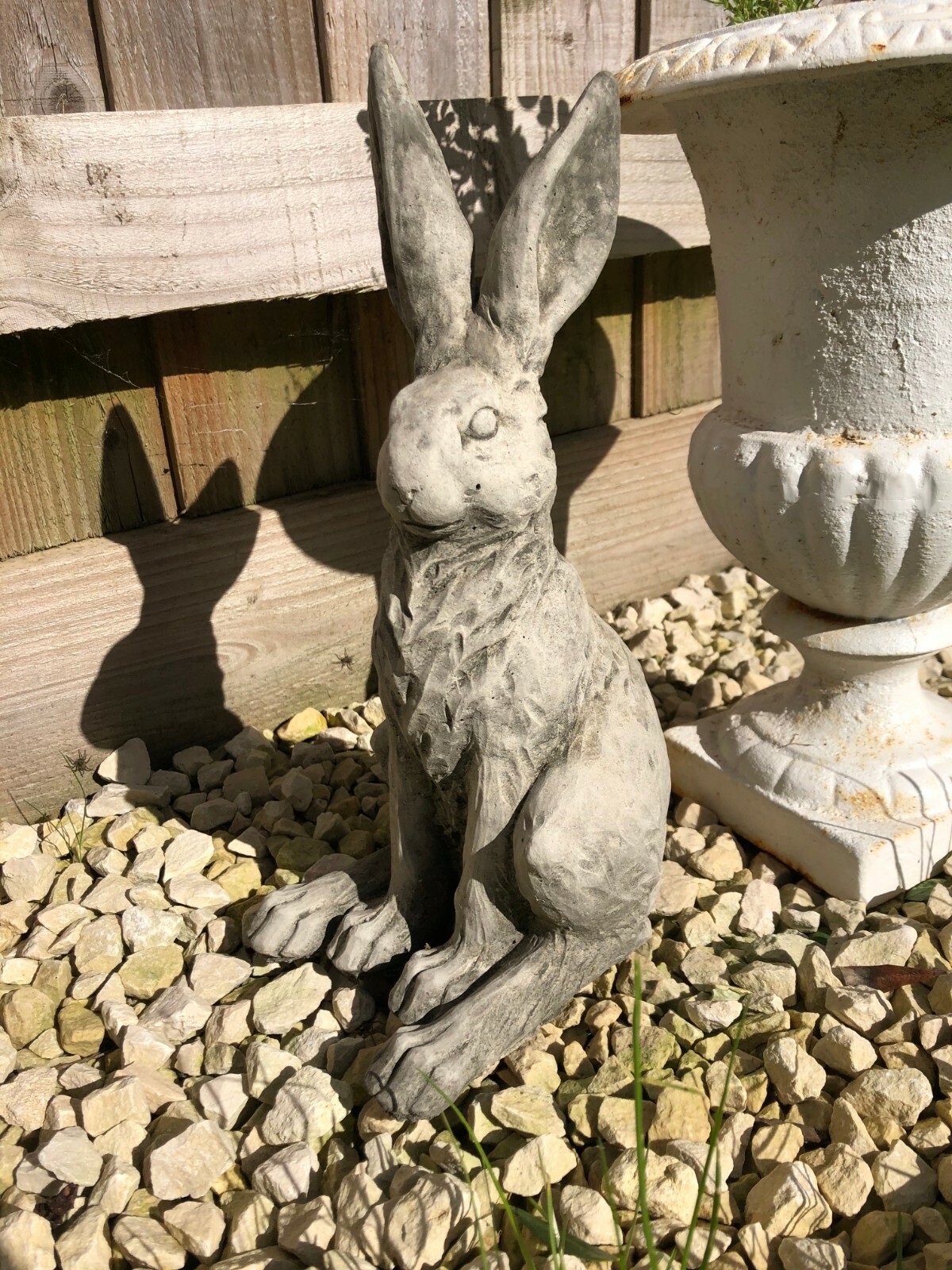 Squatting Bunny Rabbit Statue Reconstituted Stone Concrete Hare Garden