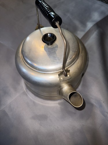 Vintage 1950s Comet Aluminum Tea Cowboy Coffee Kettle Wood Handle  and  Spout
