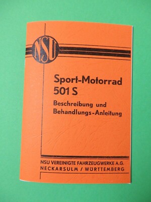NSU 501 S Motorrad Bedienungsanleitung 